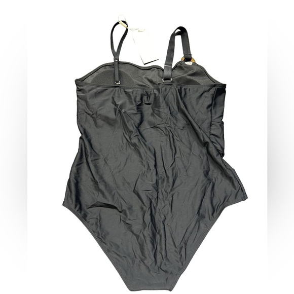 HEYTALALA womens black one piece swimsuit w mesh panel middle size XL NWT - Picture 5 of 7